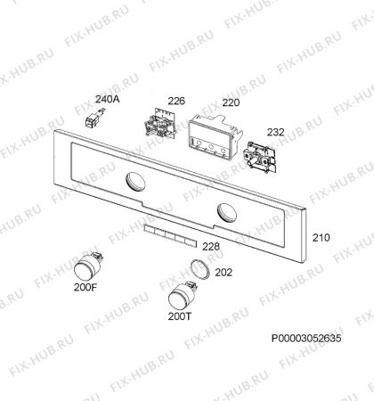 Взрыв-схема плиты (духовки) Electrolux EKC700W - Схема узла Command panel 037